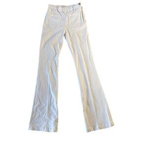 Frame Le High Flare White Side Zip Patch Pocket Jeans Size 26 High Rise Flare